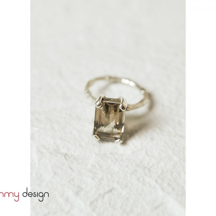 Smoky quartz bamboo ring